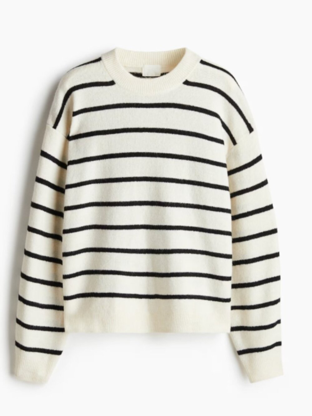 Oversized Black and White Stripe Long Sleeve Knit Sweater, Size XS